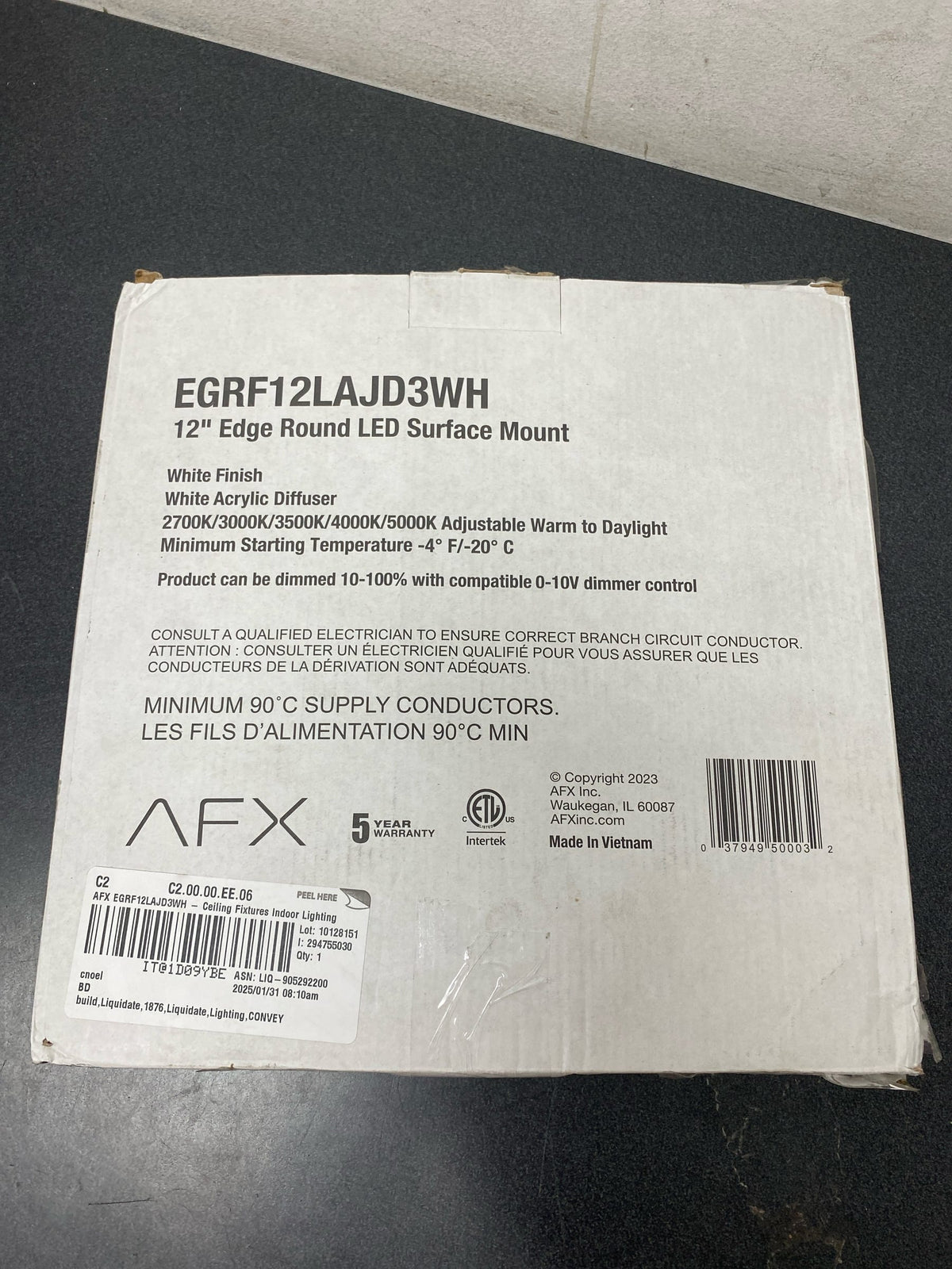 AFX EGRF12LAJD3WH Edge Round 12" Wide LED Flush Mount Drum Ceiling Fixture - White