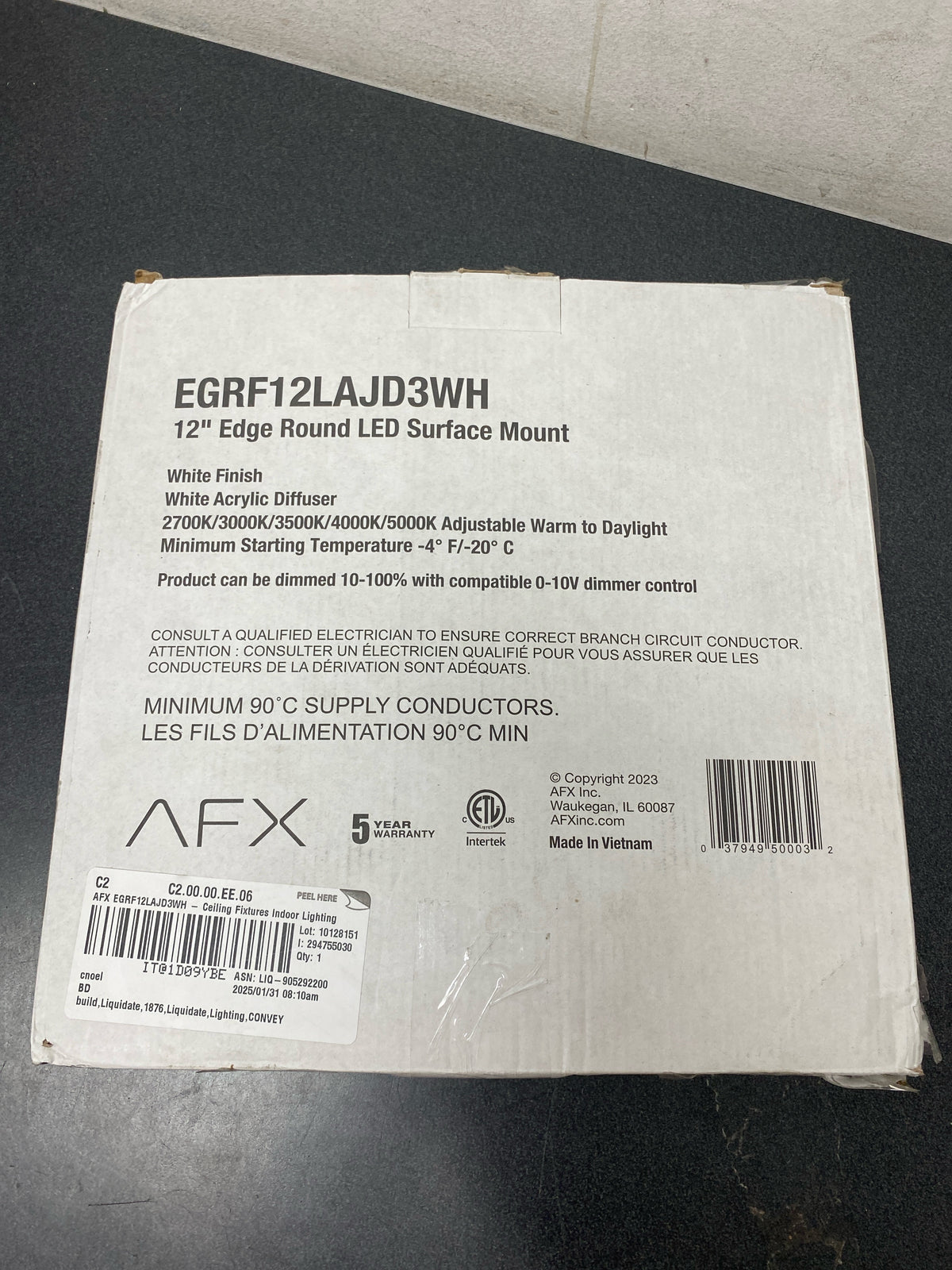 AFX EGRF12LAJD3WH Edge Round 12" Wide LED Flush Mount Drum Ceiling Fixture - White