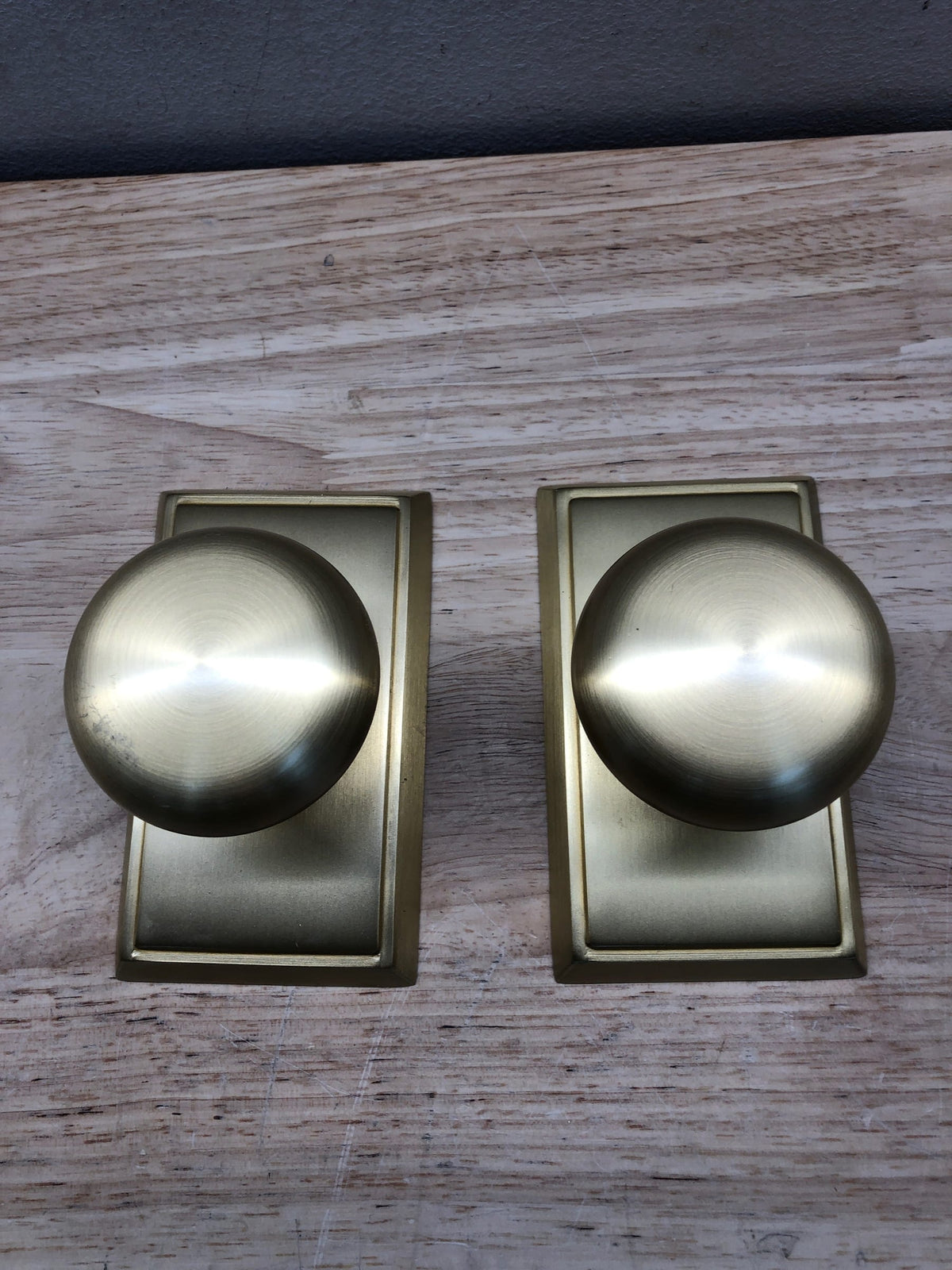 Emtek 8521PUS4 Providence Non-Turning Two-Sided Dummy Door Knob Set with Rectangular Rose from the Brass Classic Collection - Satin Brass