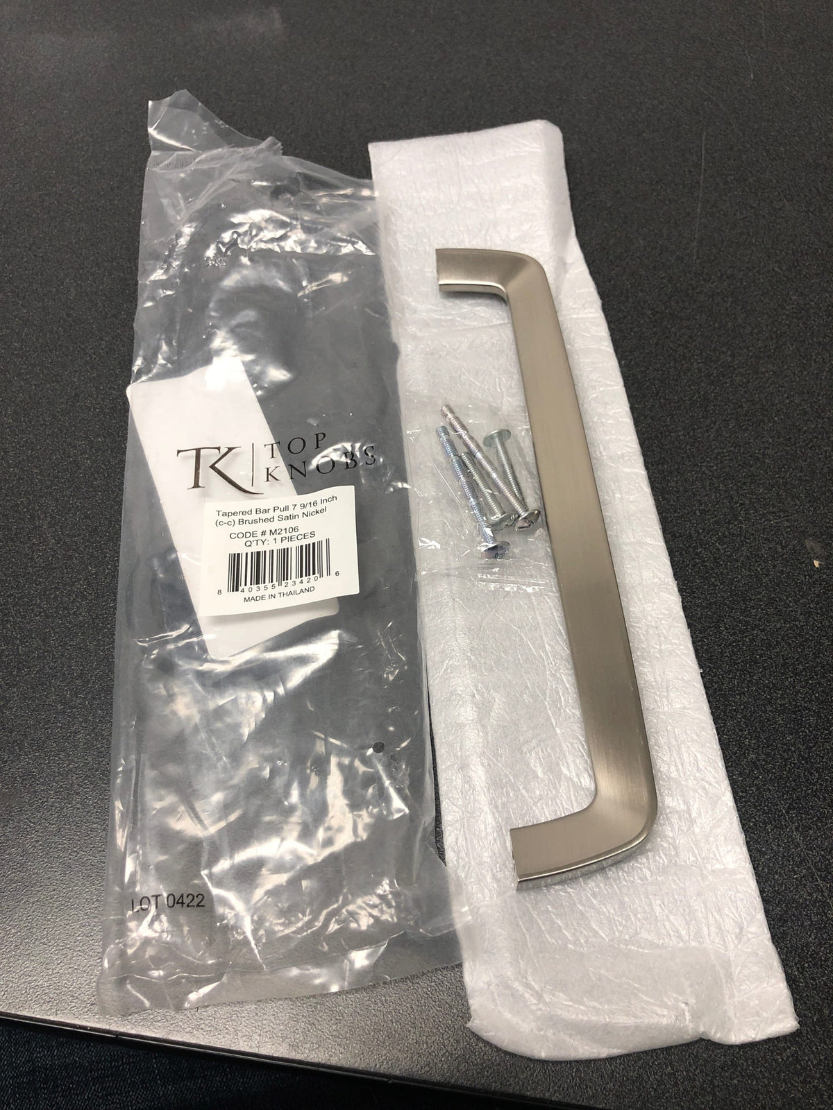 Top Knobs M2106 Tapered 7-9/16 Inch Center to Center Handle Cabinet Pull from the Nouveau III Series - Brushed Satin Nickel