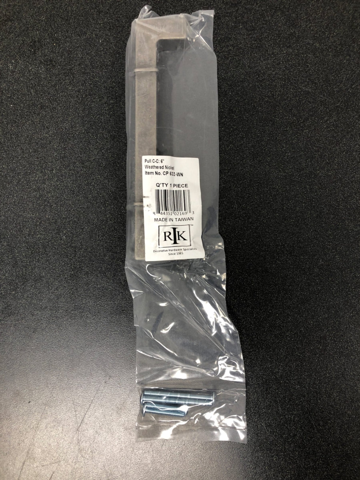 RK International CP 632 WN Newbury 6" Center to Center Modern Industrial Squared Block Cabinet Handle / Cabinet Pull - Weathered Nickel