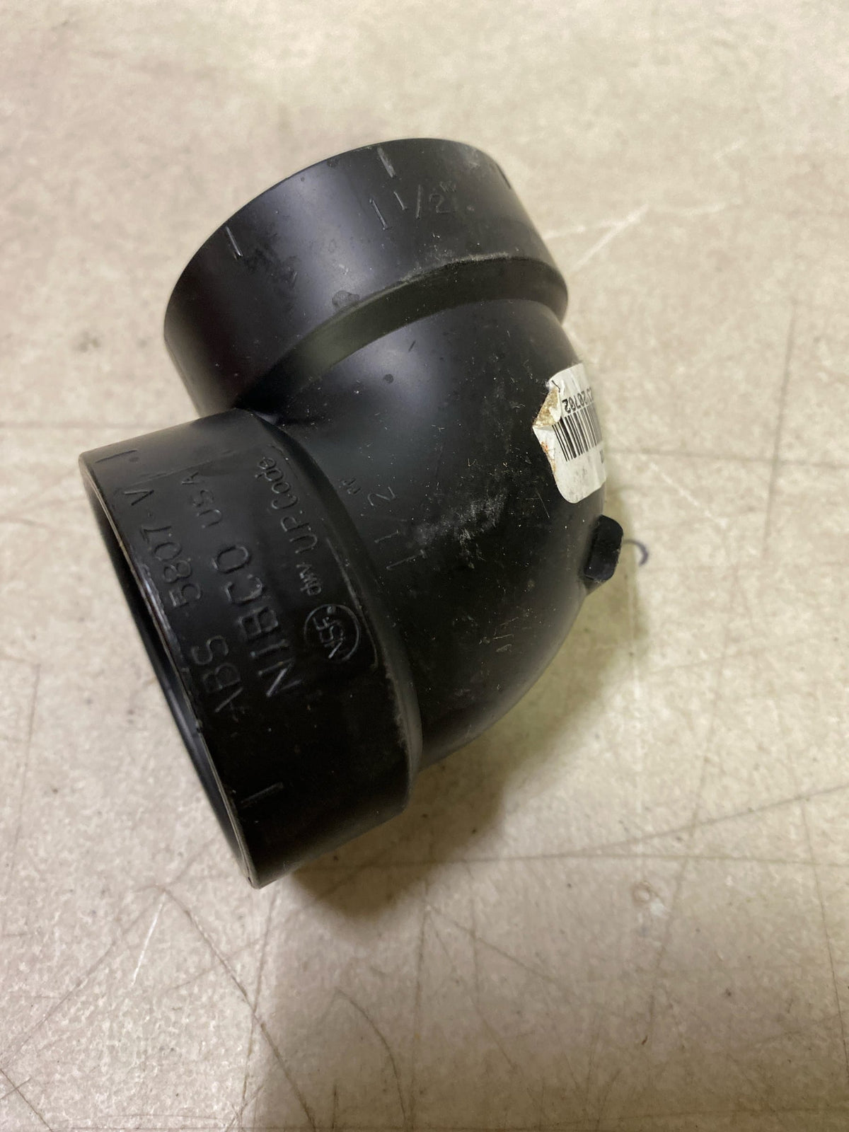 NIBCO Fig No U5807-V, 1-1/2 in. ABS DWV 90 Degree Vent Elbow Hub, Solvent Weld