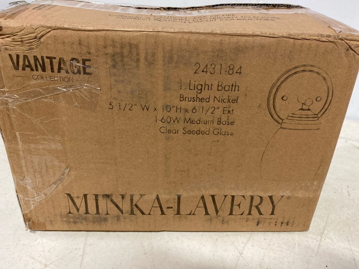 Minka Lavery 2431-84 Winsley 10" Tall Vantage Bathroom Sconce with Seedy Glass Shade - Brushed Nickel