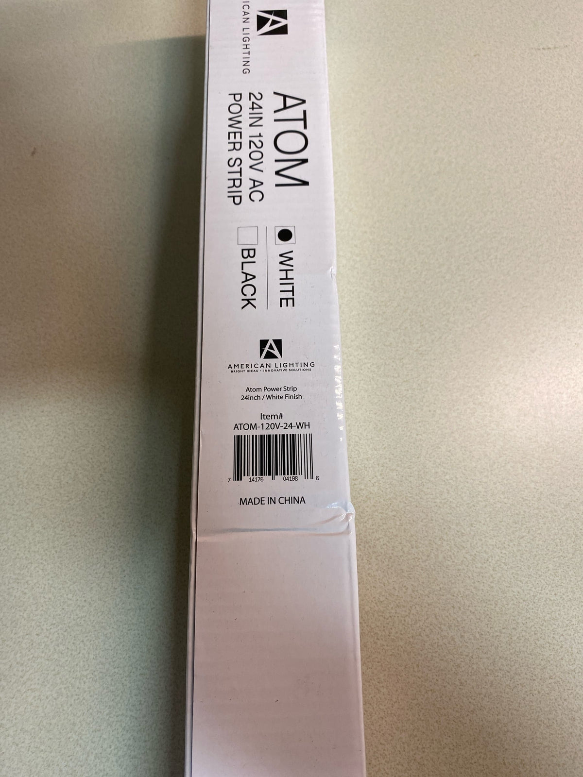 American Lighting ATOM-120V-24-WH Undercabinets 24" Long 3 Outlet Low Profile Power Strip - White