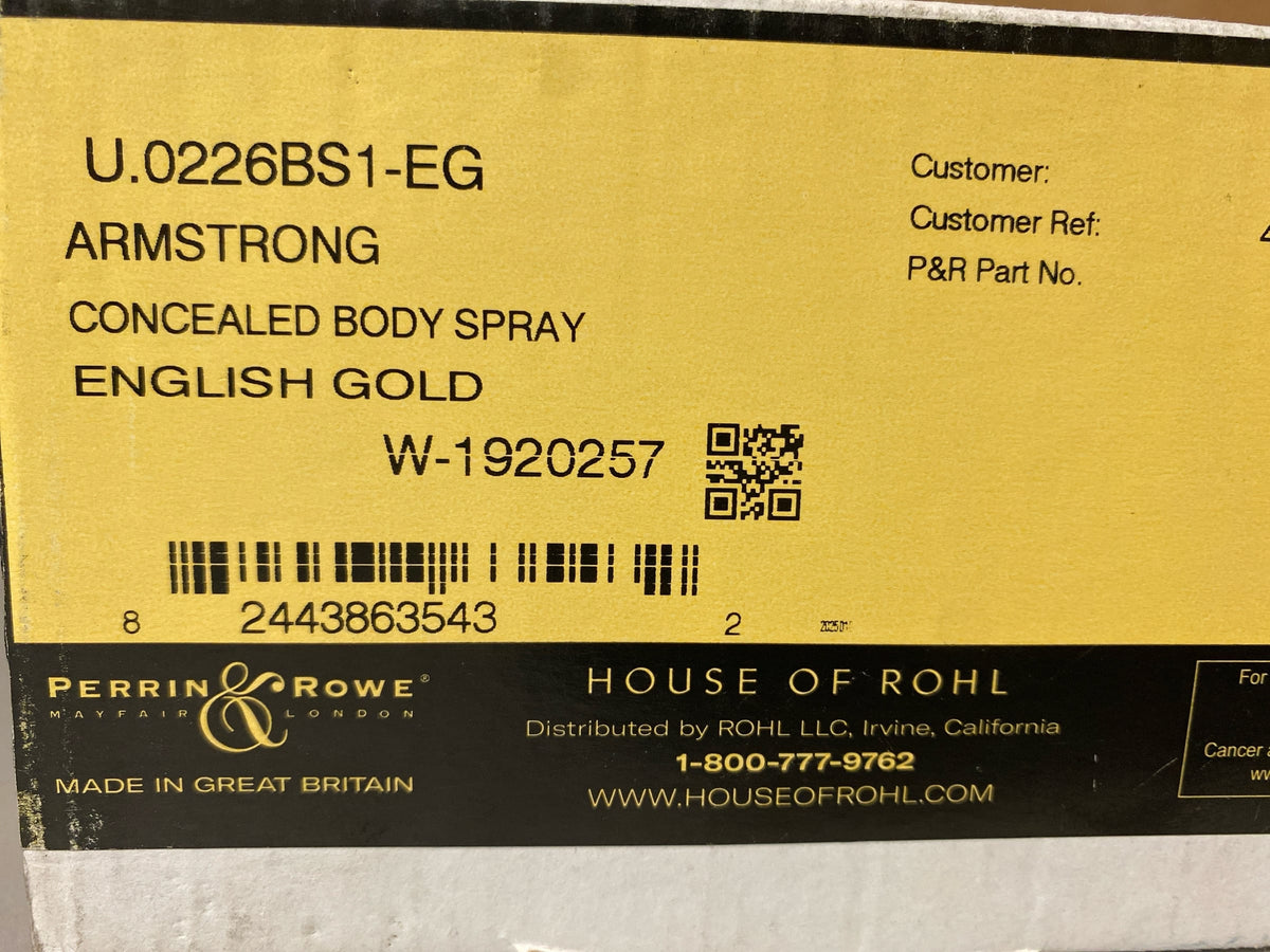 Perrin and Rowe U.0226BS1EG Single Function Round Brass Body Spray - English Gold
