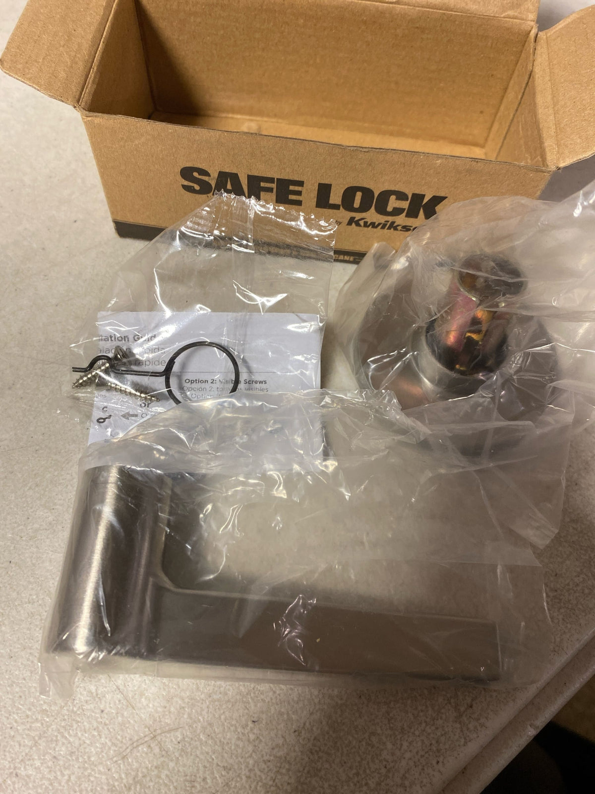 Kwikset Safe Lock Daylon Lever Round Rose Dummy Lock Satin Nickel