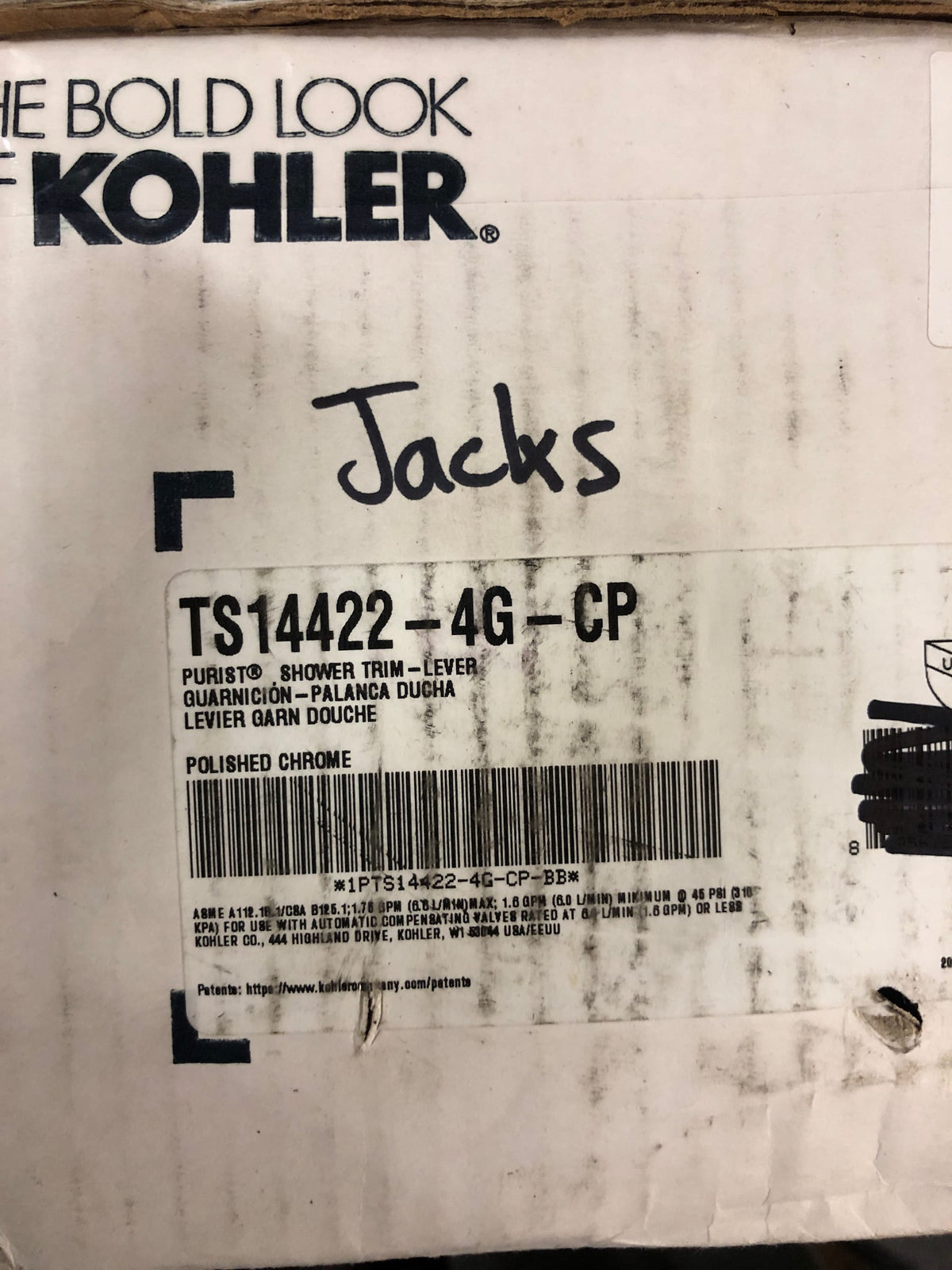 Kohler K-TS14422-4G-CP Purist Shower Only Trim Package with 1.75 GPM Single Function Shower Head with MasterClean and Rite-Temp Technologies - Polished Chrome