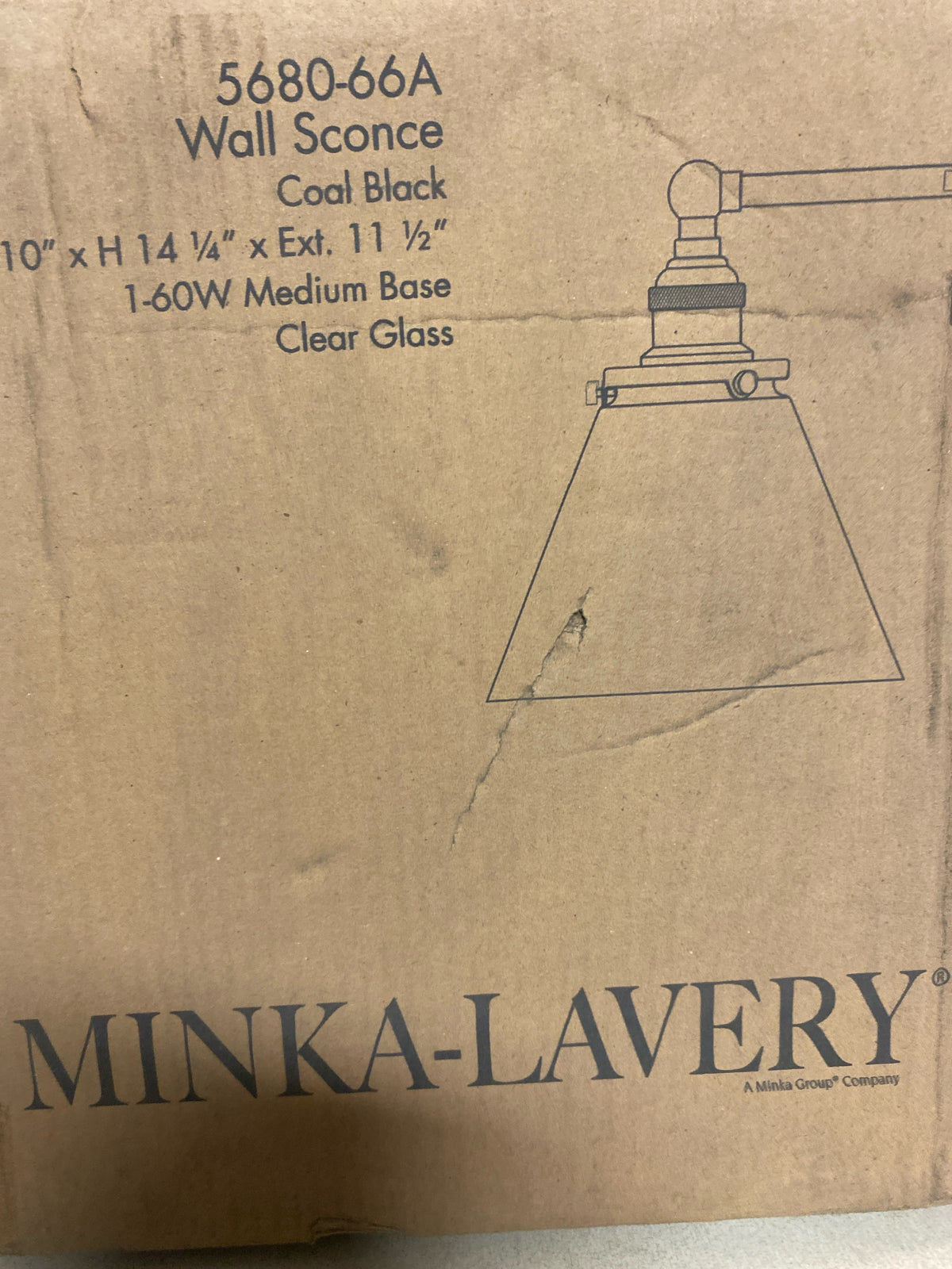 Minka Lavery 5680-66A Barwell 14" Tall Bathroom Sconce with Clear Glass Shade - Coal