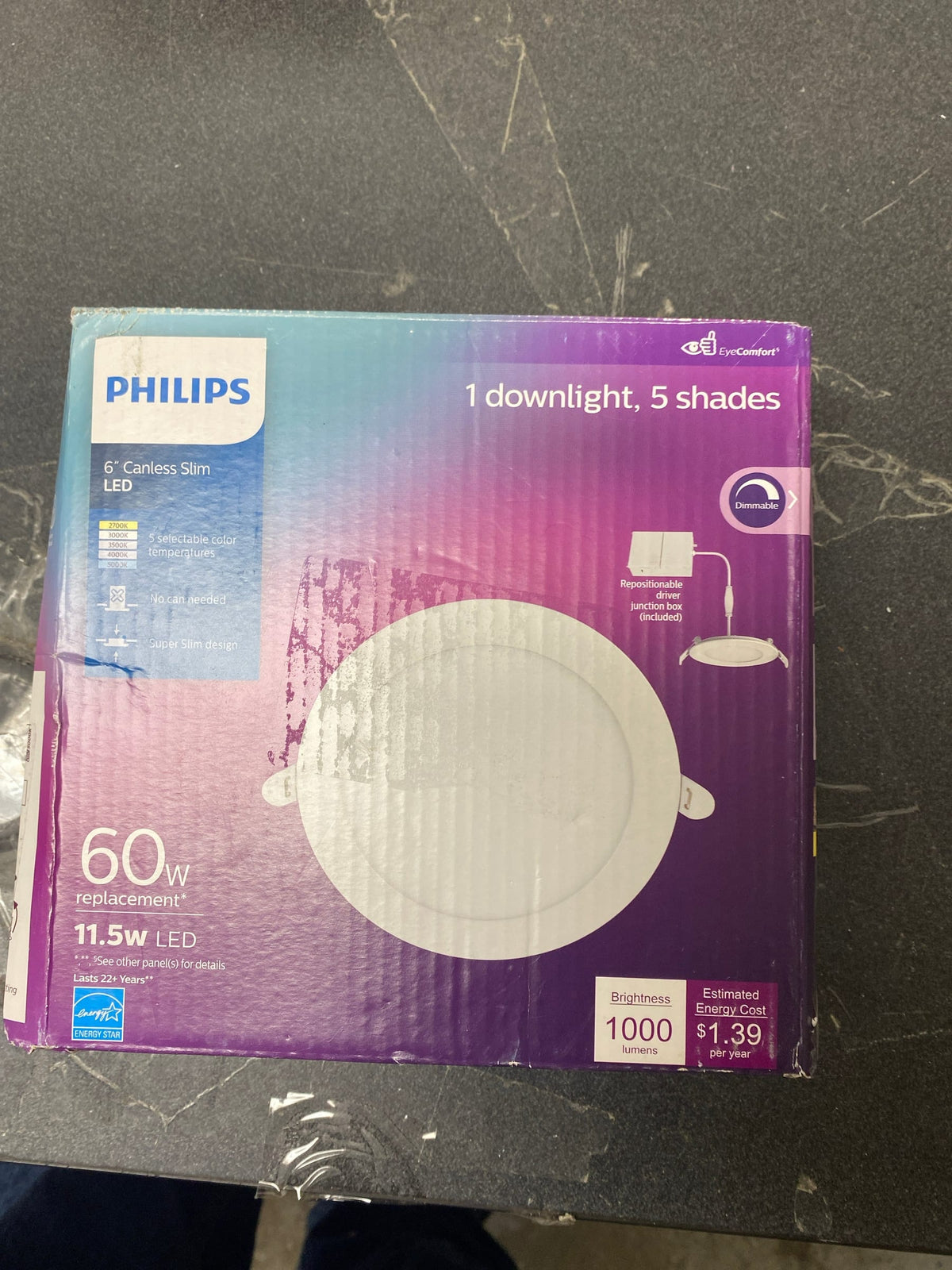 Philips 584508 LED 6 in. 60-Watt Equivalent Slim Canless Recessed Light 5CCT (1-Pack)