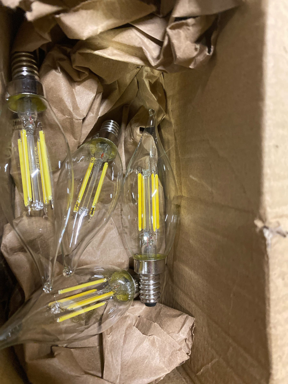 Bulbrite 861587 Pack of (4) 5 Watt Vintage Edison Dimmable CA10 Candelabra (E12) LED Bulbs - 500 Lumens, 3000K, and 80CRI - Clear