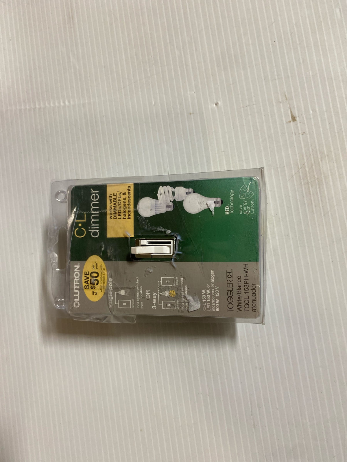 Lutron Lutron Toggler White 150 W 3-Way Dimmer Switch 1 pk