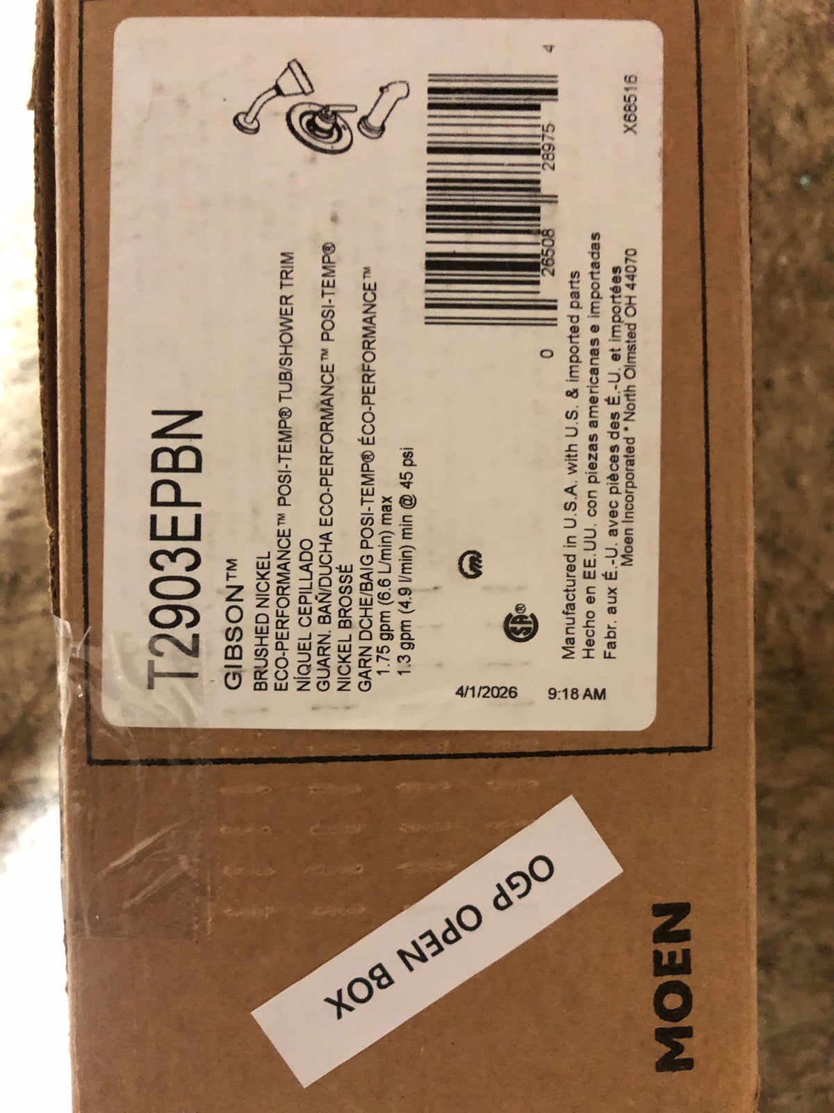 Moen T2903EPBN Nickel Manual 1-Handle Shower Valve Trim