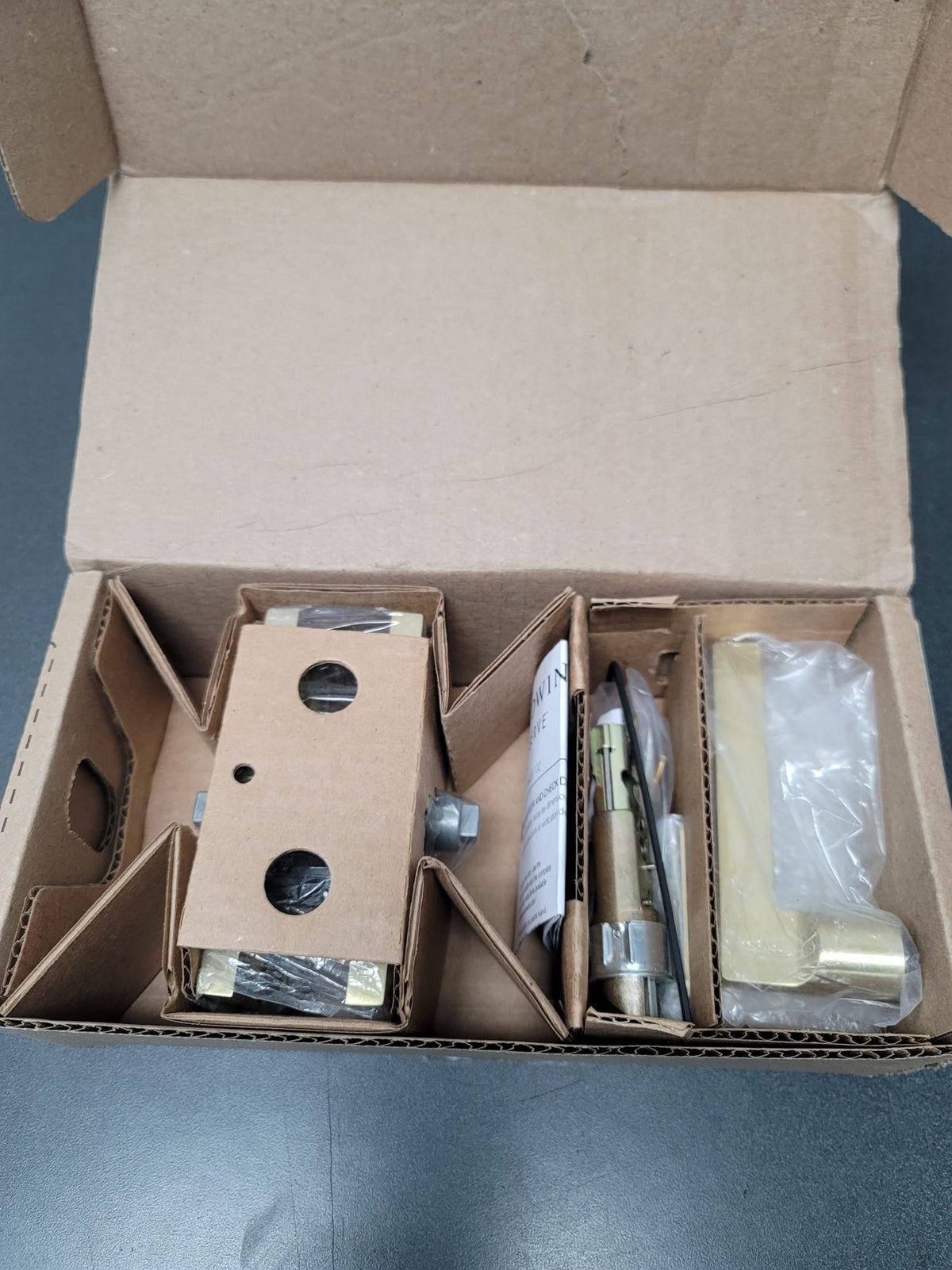 Baldwin PVSQUCFR044 Square Privacy Door Lever Set with 5 Inch Rectangle Rose from the Reserve Collection - Satin Brass