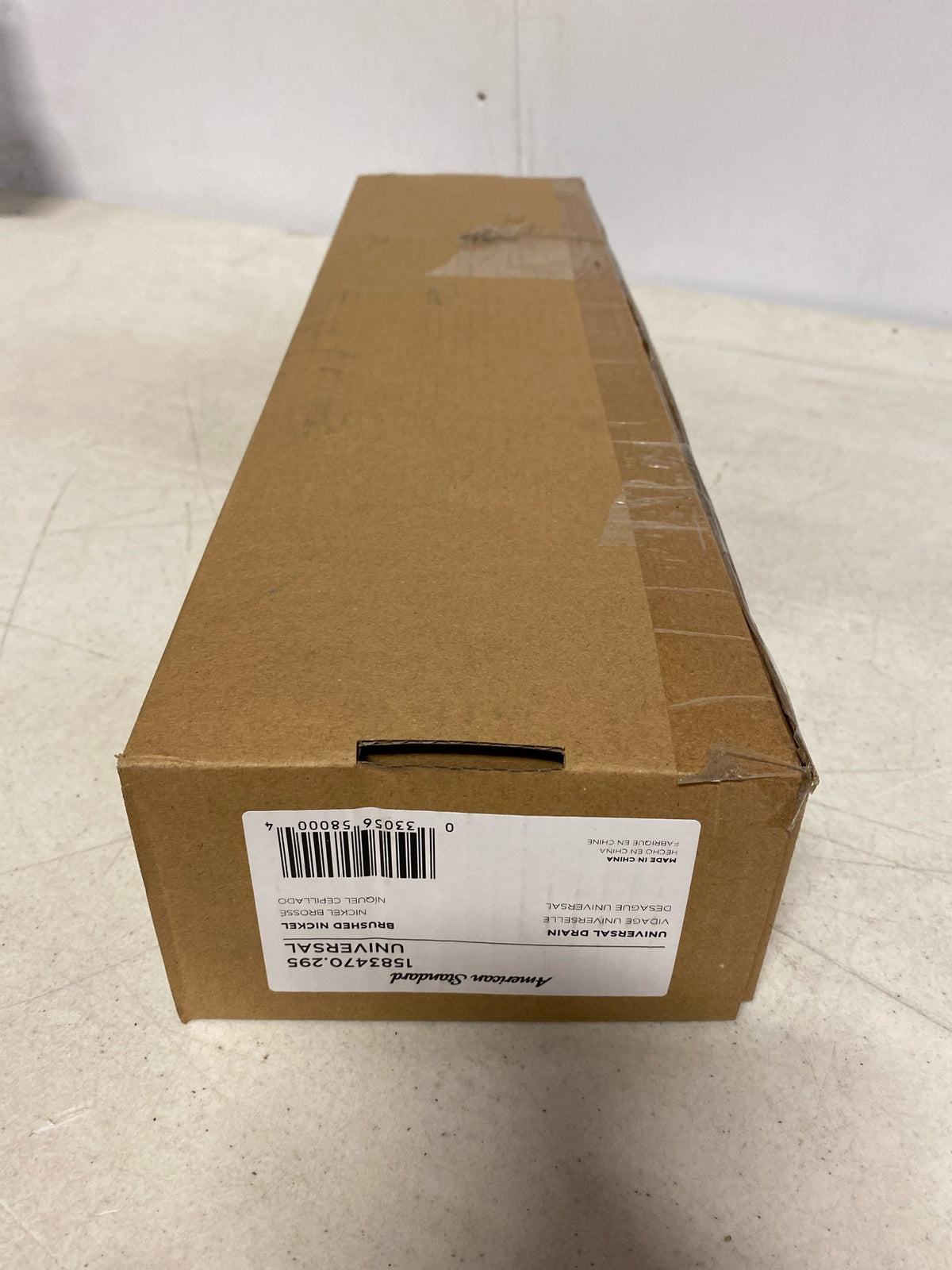 American Standard 1583470.295 Universal Drain Minimum Depth: 14" Maximum Depth: 18-1/2" Shoe Adjustability: 6-1/8" - 8-1/8" - Brushed Nickel