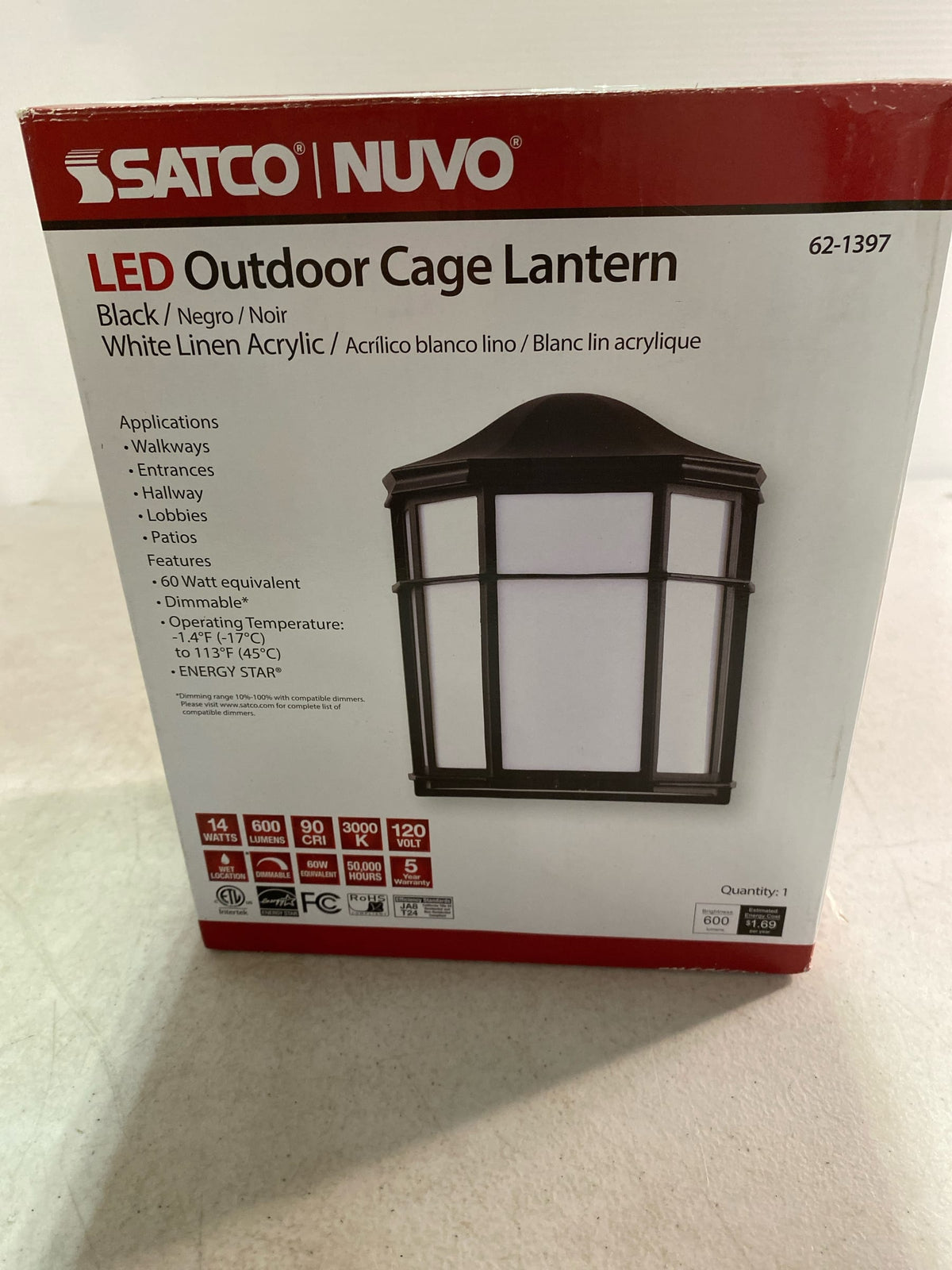 Satco 62/1397 Nuvo 9.85 in. x 7.8 in. Black Hardwired Integrated LED Bulkhead Light