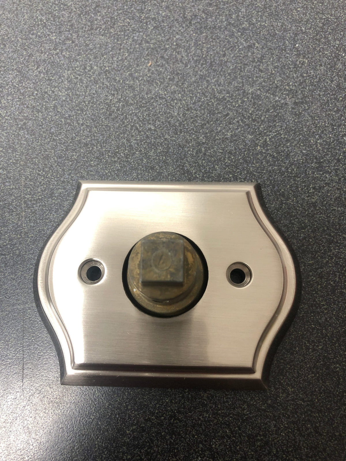 Baldwin FDROUTAR150 Round Non-Turning Two-Sided Dummy Door Knob Set with Arch Rose - Satin Nickel