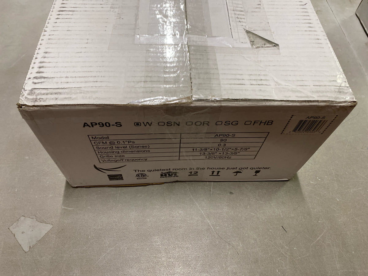 Aero Pure AP90-S G6 W Slim Fit Super Quiet 90 CFM Bathroom Ventilation Fan with White Grille