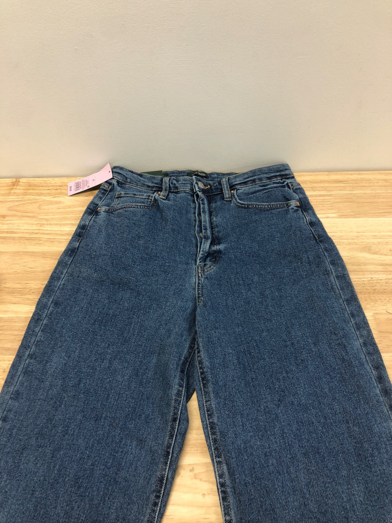 Wild Fable Women's Super-High Rise Distressed Straight Jeans - (as1, Numeric, Numeric_10, Regular, Regular, Medium Blue, 10)