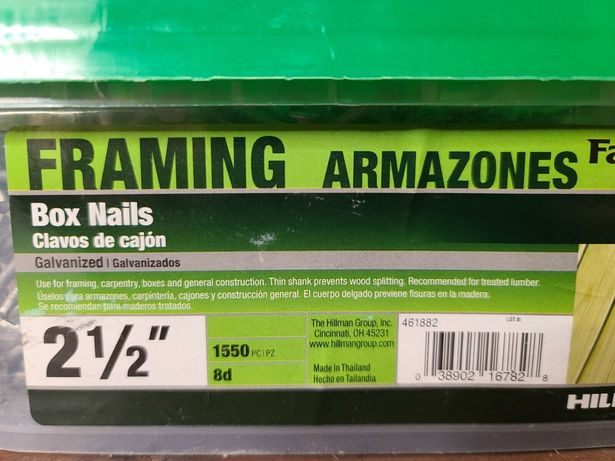 Hillman 461882, Box Nails 2 1/2 Galvanized 1550pcs