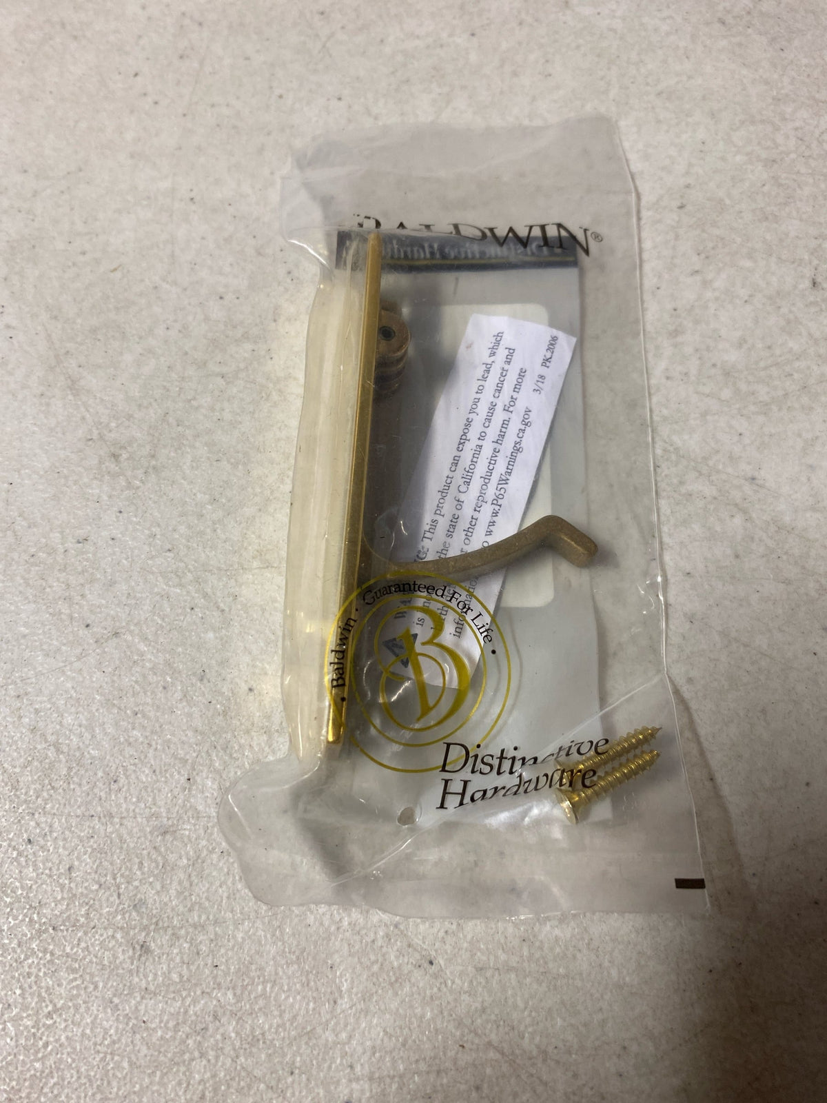 Baldwin 0465031 3/4 Inch x 3-7/8 Inch Solid Brass Edge Pull - Unlacquered Brass