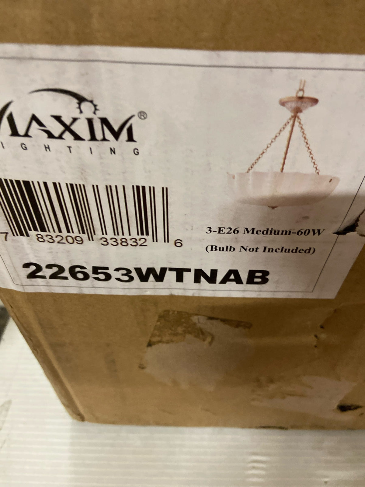 Maxim 22653WTNAB Bundt 3 Light 18" Wide Semi-Flush Bowl Ceiling Fixture / Converts to Pendant - White / Natural Aged Brass