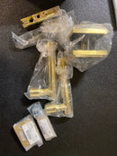 Baldwin PVRIDSSR044 Riddling Privacy Door Lever Set with Stepped Square Rose from the Reserve Collection - Satin Brass