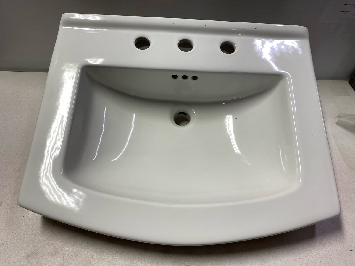 Signature Hardware 484642 Pennfield 24" Porcelain Pedestal Bathroom Sink with Overflow and 3 Faucet Holes at 8" Centers - White