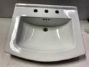 Signature Hardware 484642 Pennfield 24" Porcelain Pedestal Bathroom Sink with Overflow and 3 Faucet Holes at 8" Centers - White