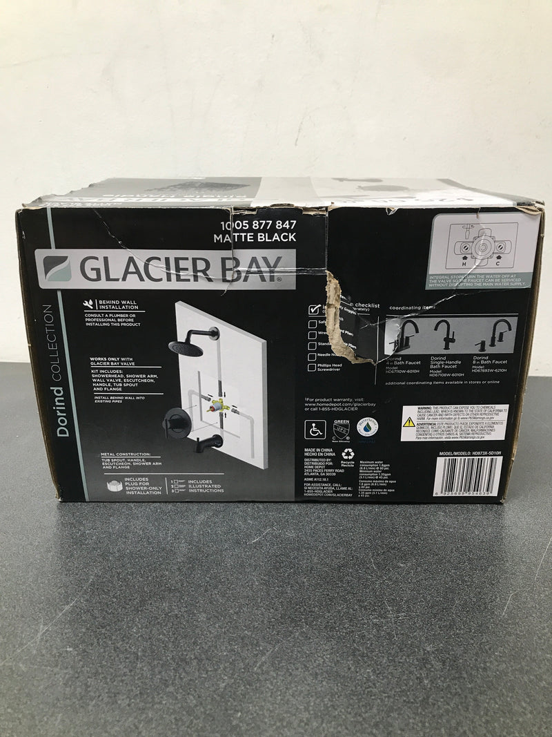 Glacier bay HD873X-5D10H Dorind Single-Handle 1-Spray Tub and Shower Faucet 1.8 GPM in Matte Black (Valve Included)