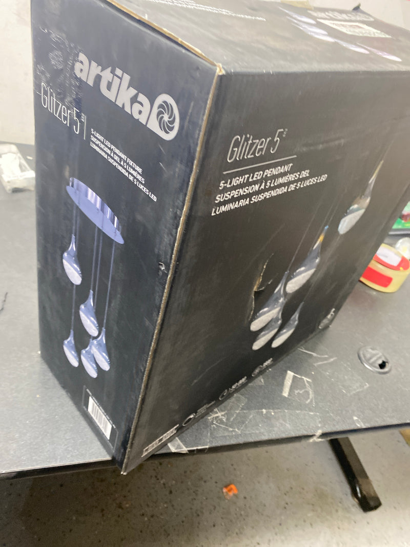 Artika PDT-5GL-RN Glitzer 30-Watt 5 Light Chrome Modern Integrated LED Pendant Light Fixture for Dining Room or Kitchen