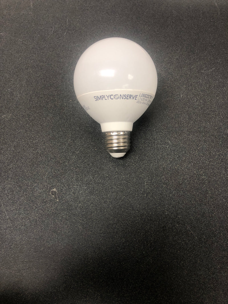 SIMPLY CONSERVE DECORATIVE GLOBE LED 6W (40W) WARM WHITE DIMMABLE BULB NEW NIB💡
