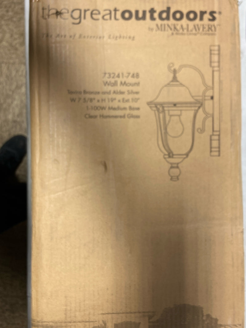 The Great Outdoors 73241-748 Havenwood 1 Light 19" Tall Outdoor Wall Sconce with Clear Hammered Glass - Tavira Bronze / Alder Silver