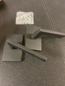 Emtek Dummy Set, Modern Rectangular Rosette, Helios Lever, Flat Black