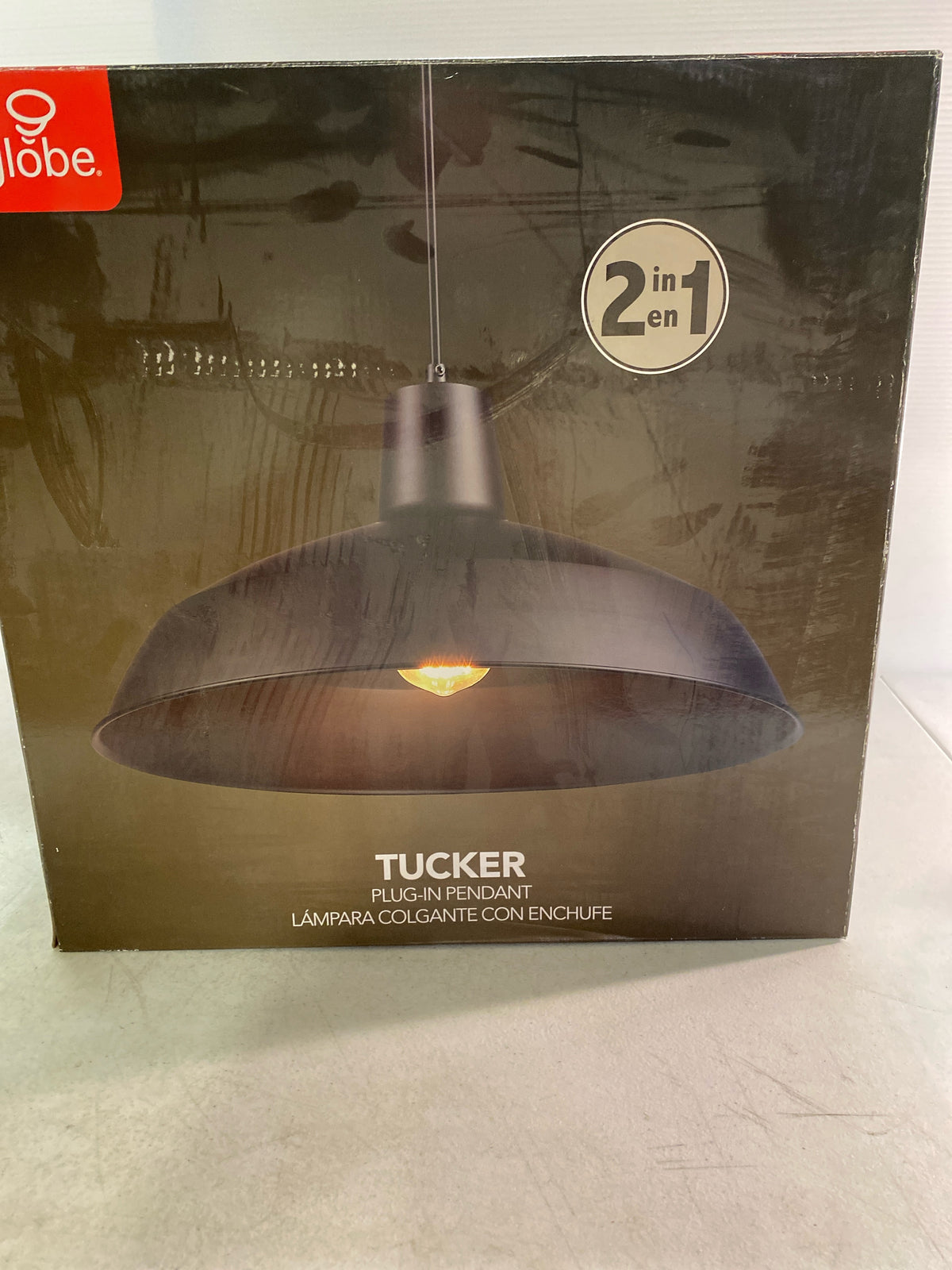 Globe electric 61110 Tucker 1-Light Matte Black Plug-In or Hardwire Pendant Lighting with 15 ft. Cord