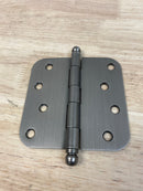 Nostalgic Warehouse 746084 4" x 4" Plain Bearing 5/8" Radius Corner Mortise Hinge with Steeple Tip - Antique Pewter