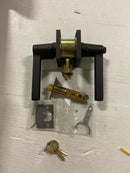 Emtek 5122HLOUS19LH Helios Left Handed Single Cylinder Keyed Entry Door Lever Set with Square Rose - Flat Black