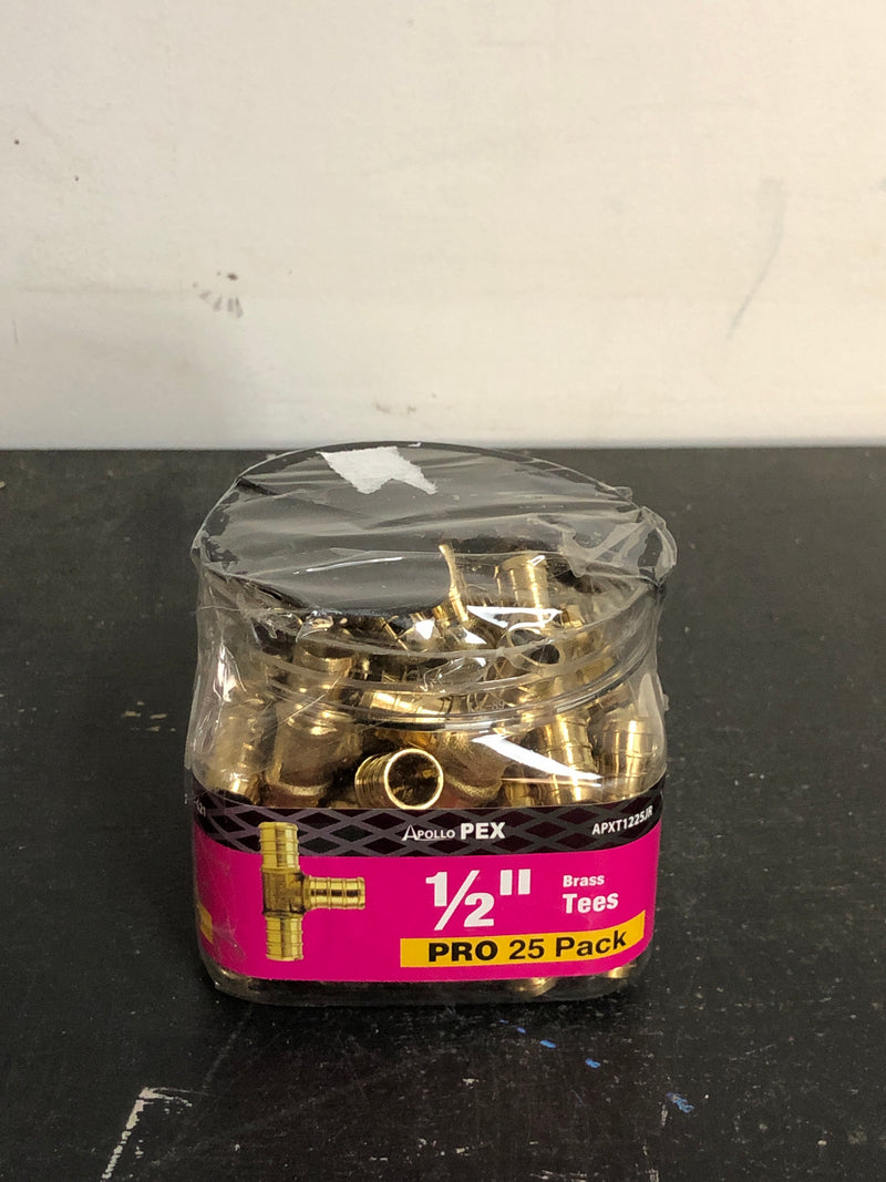 Apollo APXT1225JR 1/2 in. Brass PEX-B Barb Tee Pro Pack (25 Pack)