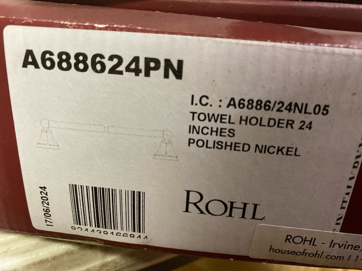 Rohl A6886/24PN Palladian 24" Towel Bar - Polished Nickel