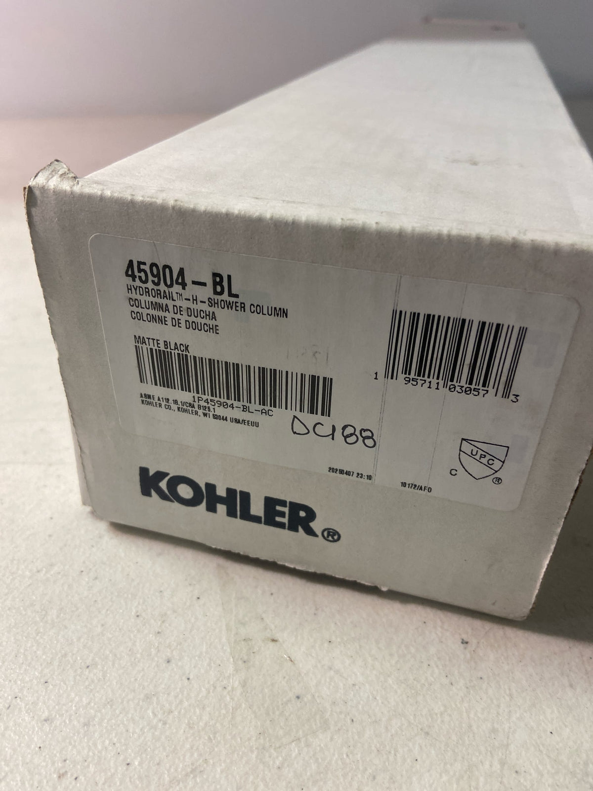 Kohler K-45904-BL 18" HydroRail-H Shower Column - Less Shower Head - Matte Black