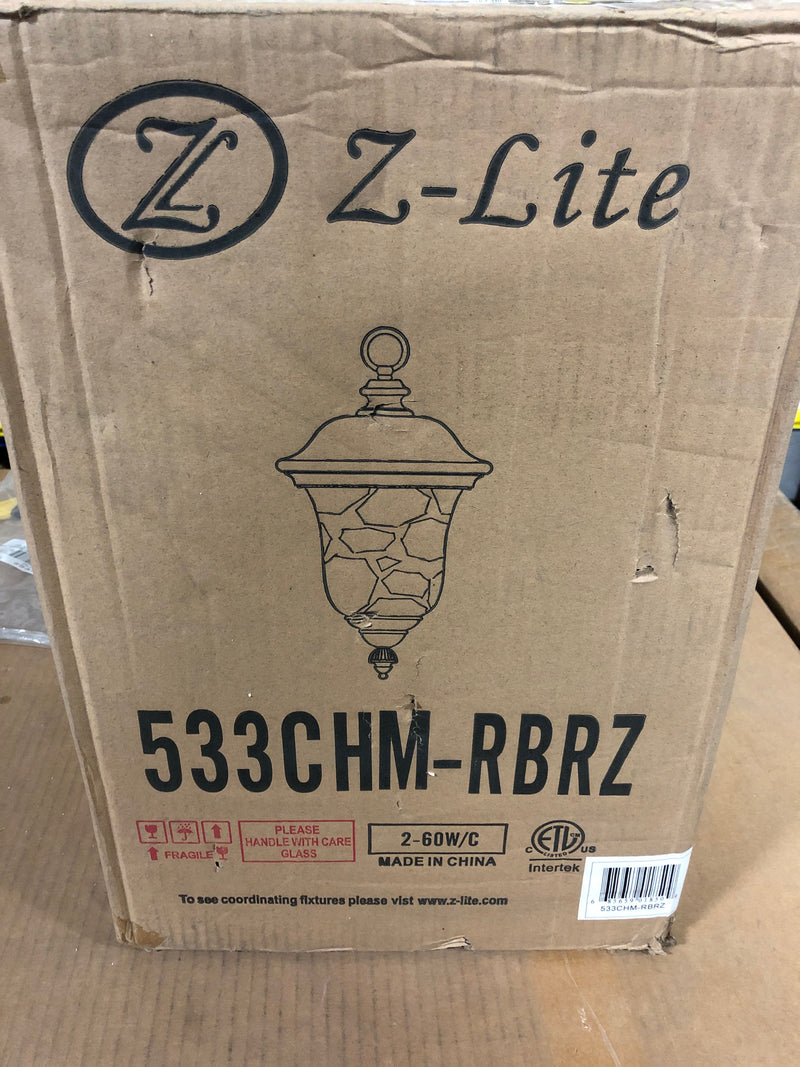 Z-Lite 533CHM-RBRZ Armstrong 19" Tall 2 Light Outdoor Pendant with Clear Water Glass Shade - Bronze