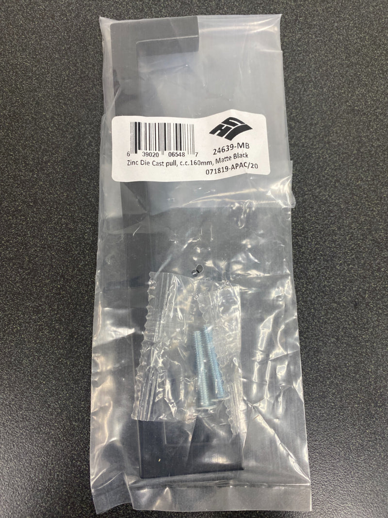 Century 24639-MB Kai Square Bar 6-5/16 Inch Center to Center Handle Cabinet Pull - Matte Black