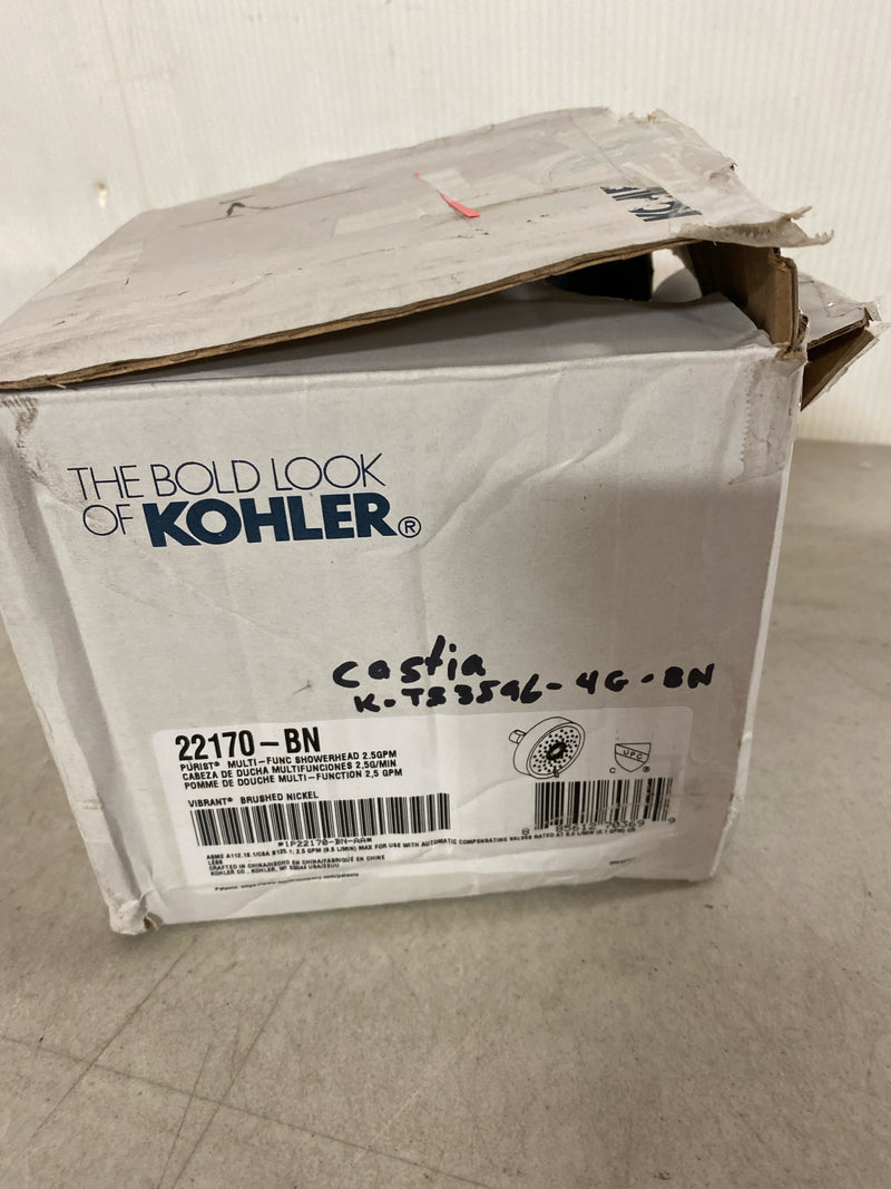 Kohler K-22170-BN Purist 2.5 GPM Multi Function Shower Head with MasterClean and Katalyst Air-Induction Spray Technology - Vibrant Brushed Nickel