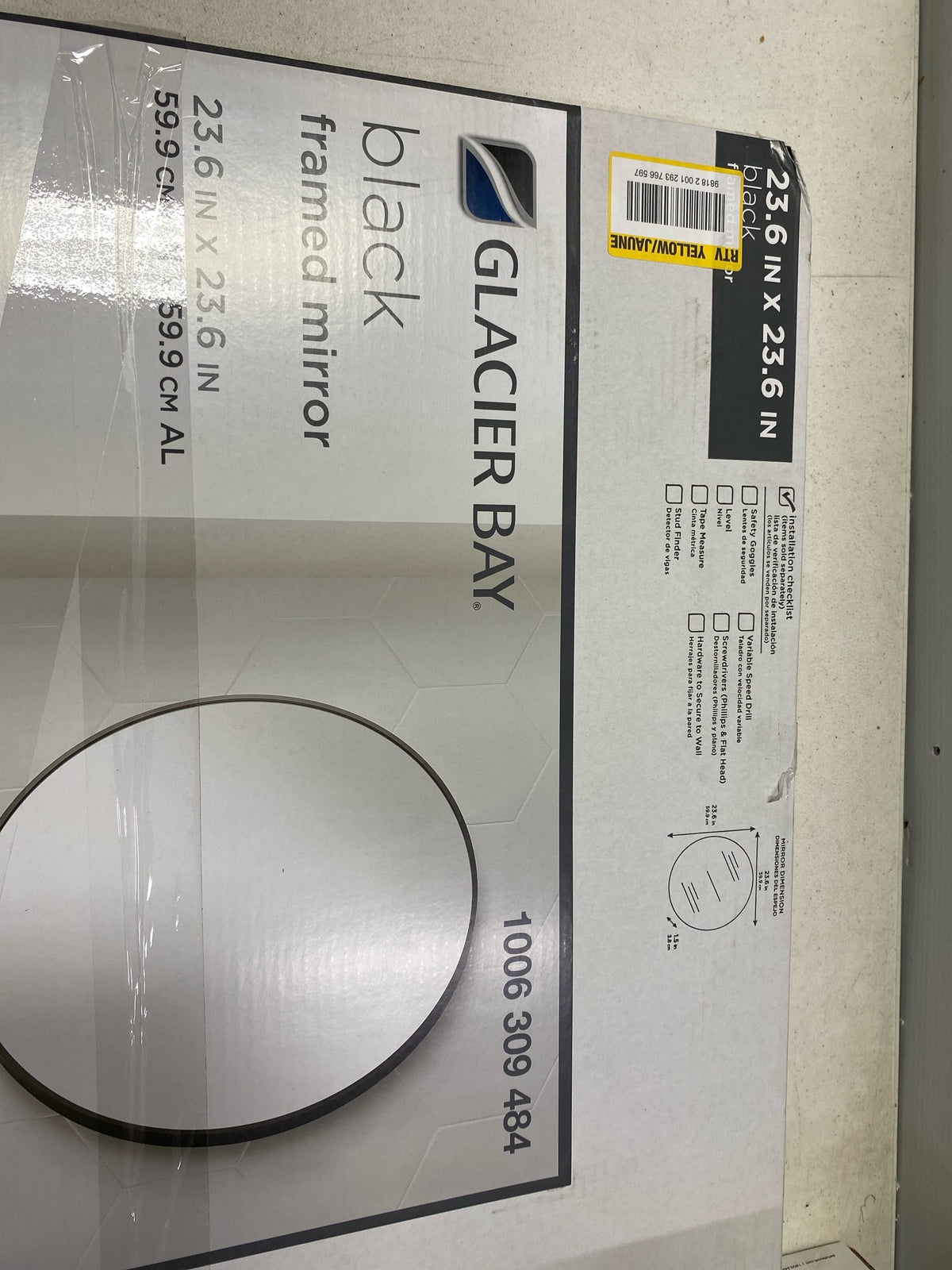 Glacier bay AL-60B 24 in. W x 24 in. H Round Aluminum Framed Wall Bathroom Vanity Mirror in Black (Screws Not Included)