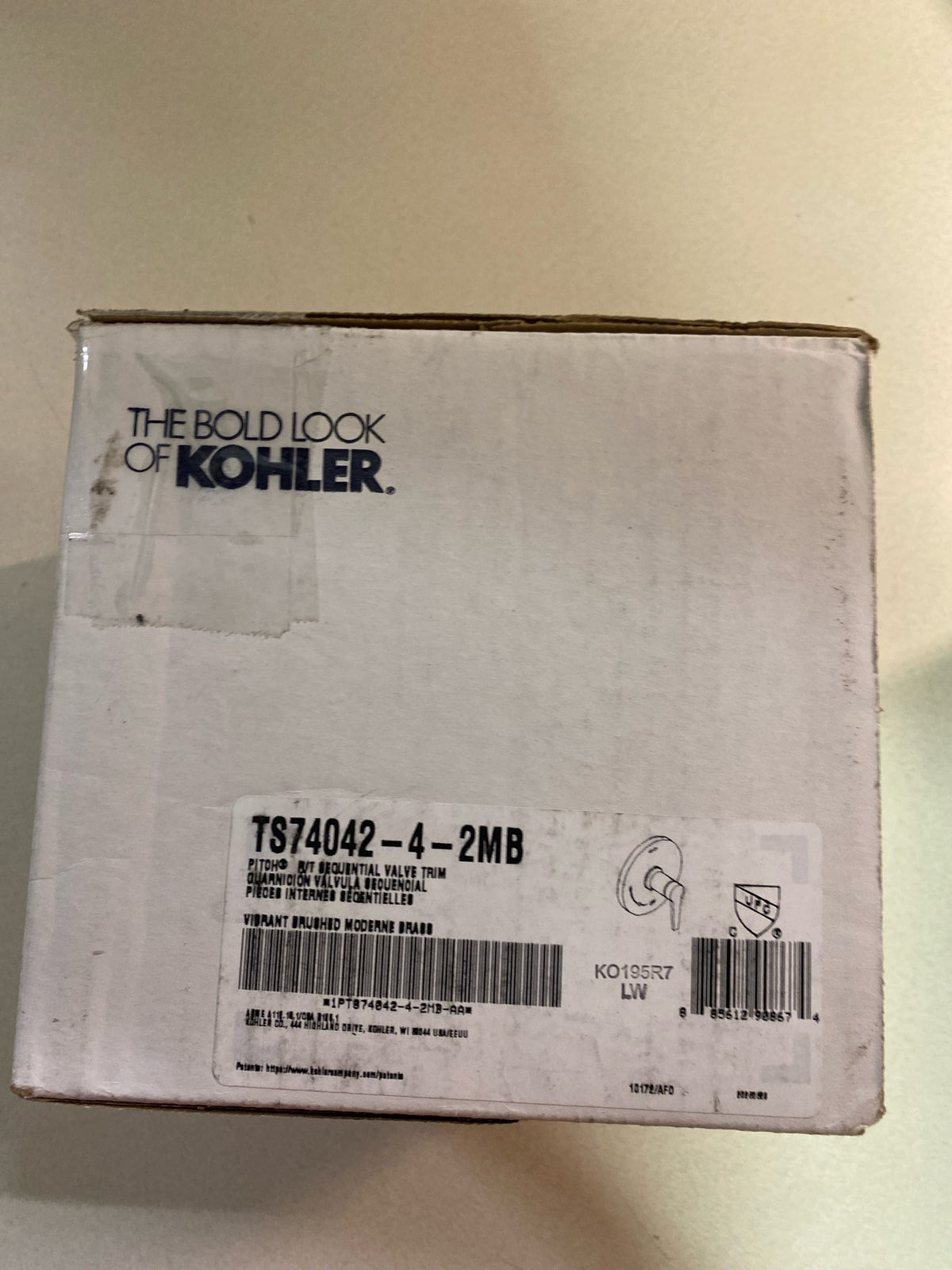 Kohler K-TS74042-4-2MB Hint Function Pressure Balanced Valve Trim Only with Single Lever Handle - Less Rough In - Vibrant Brushed Moderne Brass
