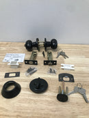 Probrico Entry Door Knobs with Single Cylinder Deadbolts 4 Pack Keyed Alike Matte Black Front Door Locksets for Office Entrance Door Exterior Entry Handleset Oval Egg Knobs