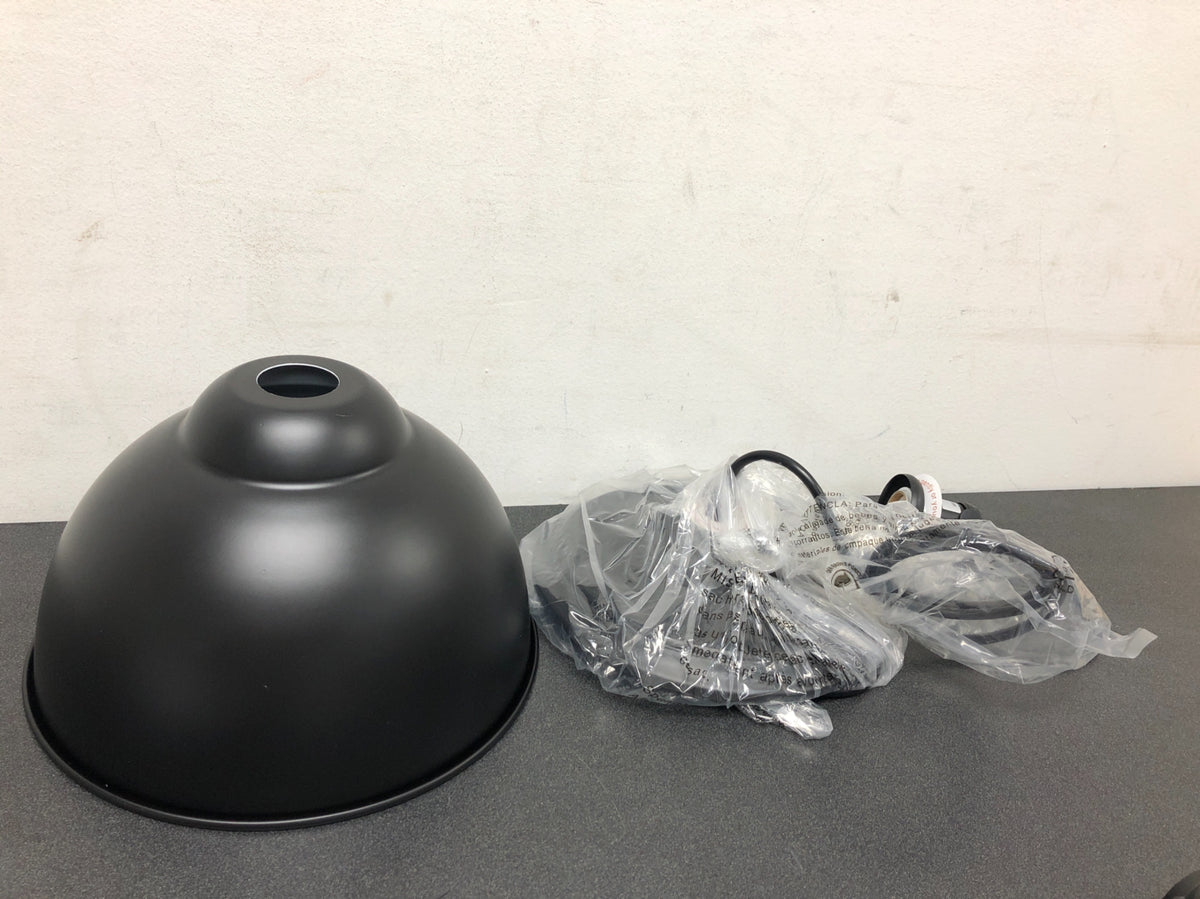 Worth home products PKN-7363-8090 Instant Pendant 1-Light Matte Black Recessed Light Conversion Kit with Dome Shade