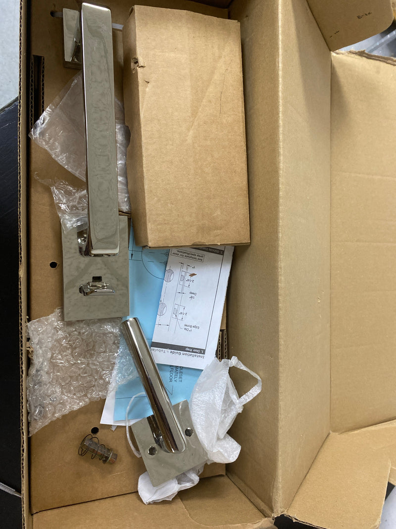 Emtek 4820STUUS14RH Baden Right Handed Sectional Single Cylinder Keyed Entry Handleset with Stuttgart Interior Lever - Polished Nickel