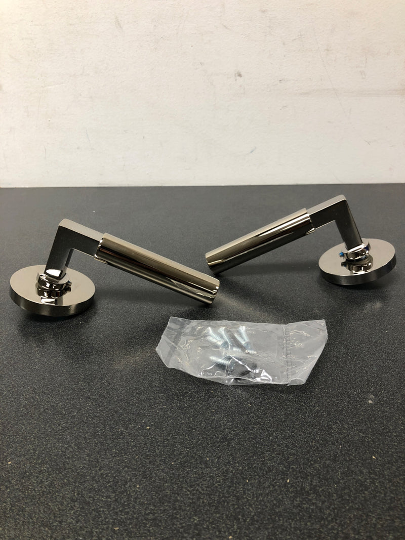 Emtek 5059HECUS14LH Hercules Left Handed Non-Turning Two-Sided Dummy Door Lever Set with Disk Rose from the Brass Modern Collection - Polished Nickel