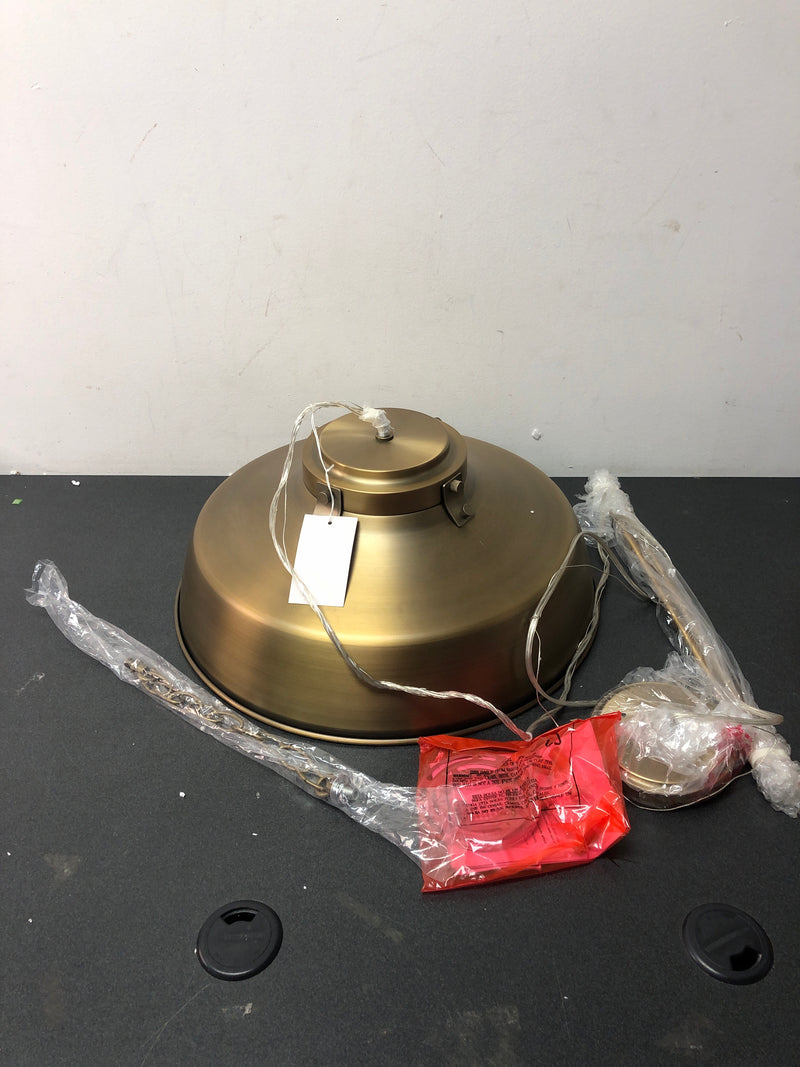 Austin Allen 9D328A Oakwood Urban/Industrial Metal Shade Pendant Lighting Fixture, 1-Light 100 Watt, 7"H x 18"W, Aged Brass