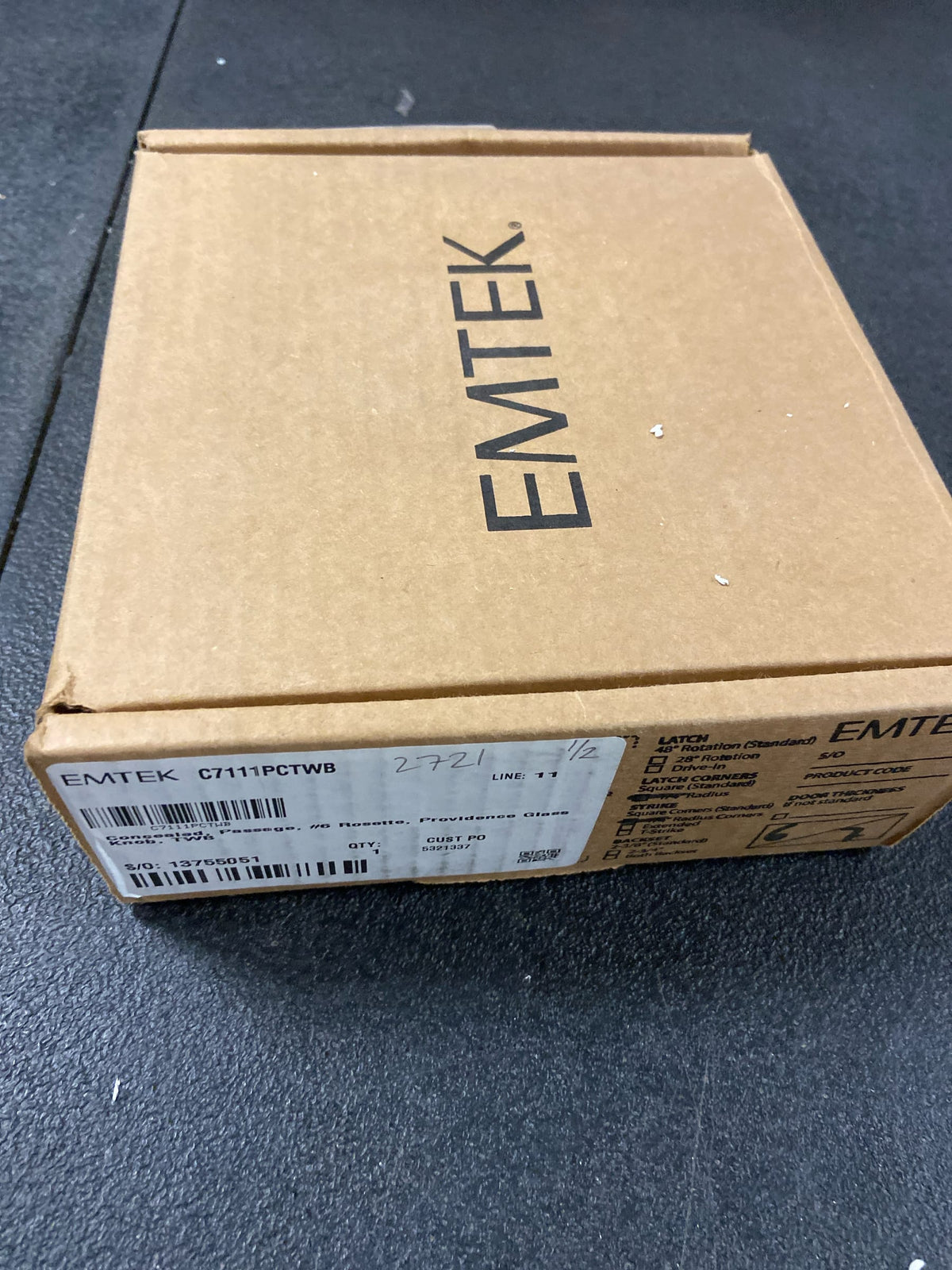 Emtek C7111PCTWB Concealed, Passage, No.6 Rosette, Providence Crystal Knob, TWB